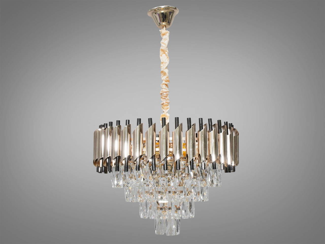 Кришталева люстра, 9 ламп зотлото+чоний хром, фото 1