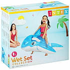 Надувний плотик 152x114 см з ручками для плавання та відпочинку на воді Косатка Intex 58523 Синій, фото 10