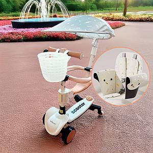 Дитячий самокат-трансформер 5в1 Lumpurini Veturio Pro має сидіння, батьківську ручку, бортик, біговел, толокар