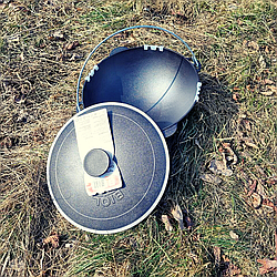 Сферичний казан з кришкою і ручкою на 6 літрів, чавунний казанок, туристичний