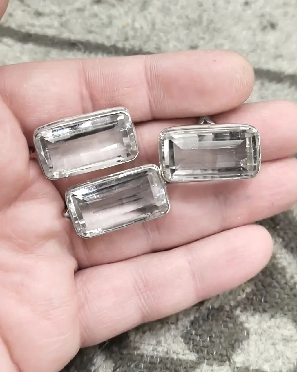 Гірський кришталь комплект срібна каблучка та сережки, 2535КП