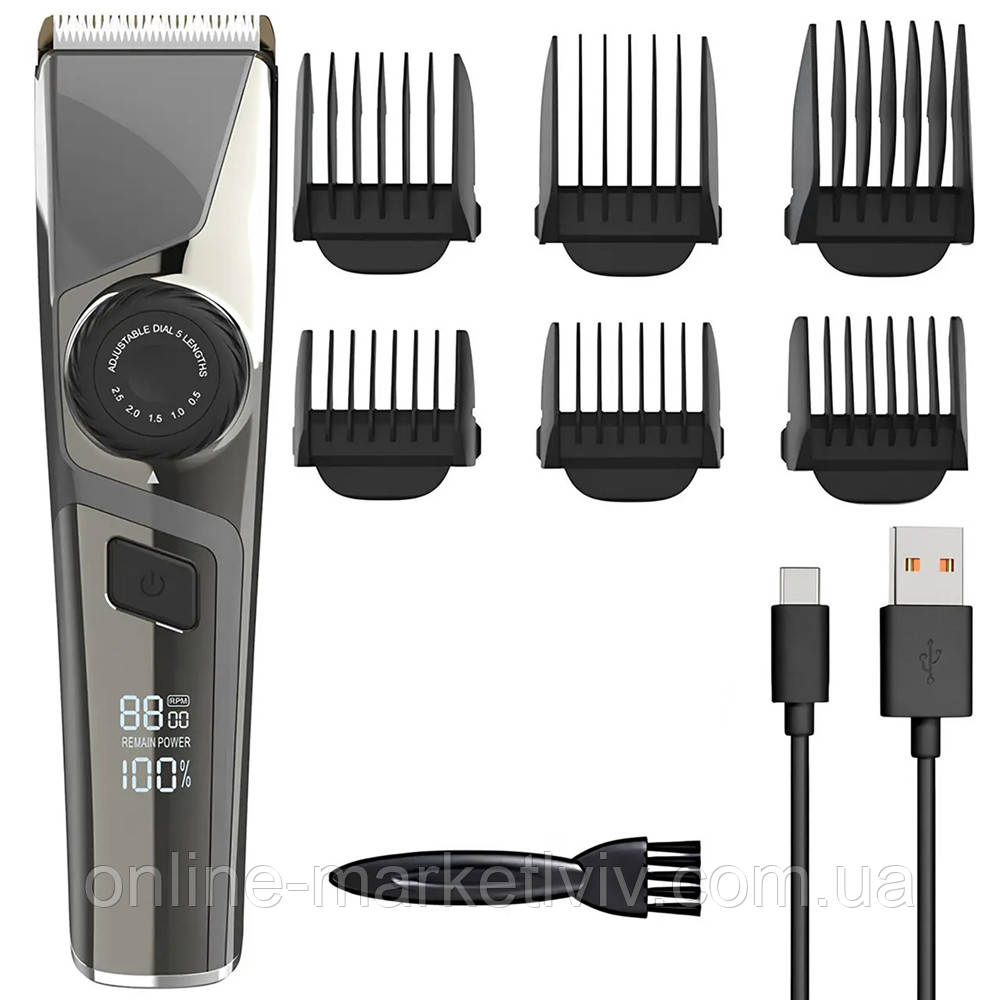 Машинка для стрижки волосся + 6 насадок, з USB, XO CF16 / Акумуляторний тример для стрижки / Тример чоловічий