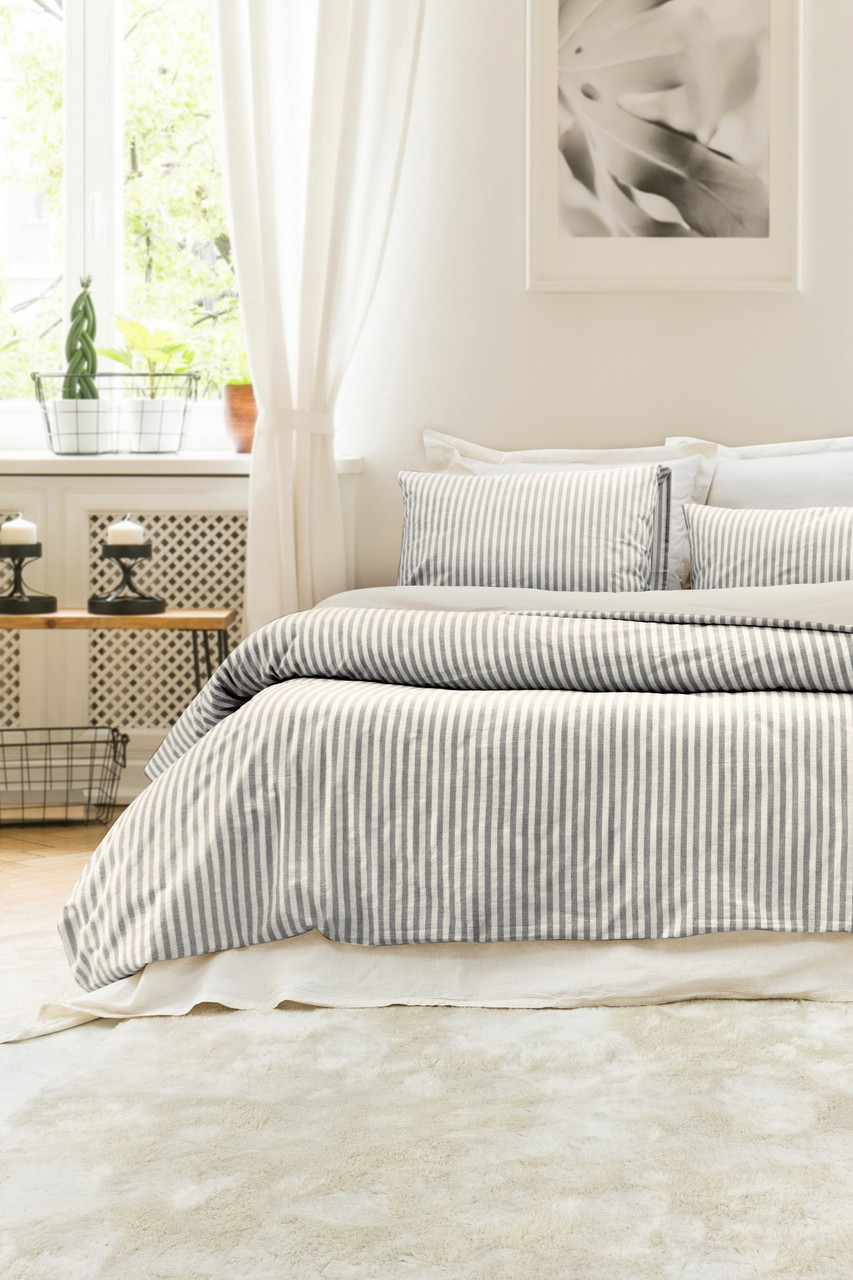 Постільна білизна Saheser Stonewashed Ranforce 200 х 220 см Nives Antrasit, фото 1