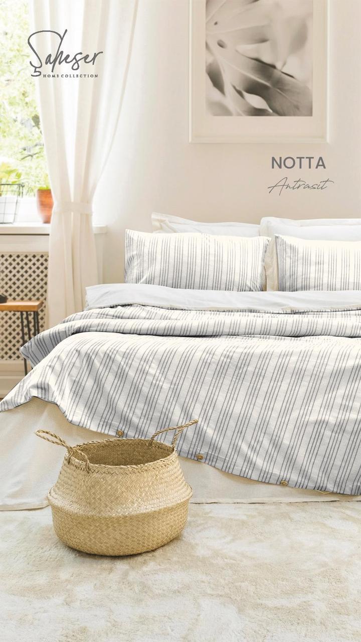 Постільна білизна Saheser Stonewashed Ranforce 200 х 220 см Notte Antrasit, фото 1