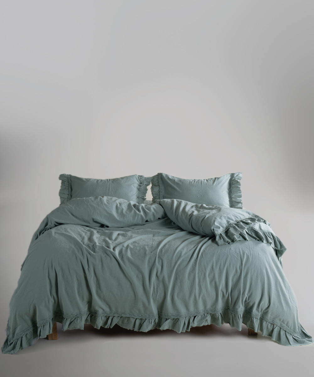 Постільна білизна Limasso Stonewashed Francesca 200 х 220 см Natural Green