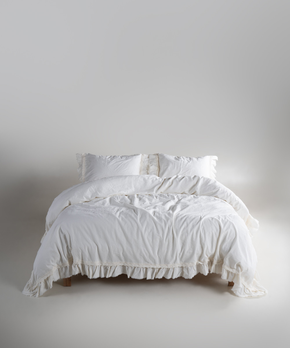 Постільна білизна Limasso Stonewashed Francesca 200 х 220 см Snow White