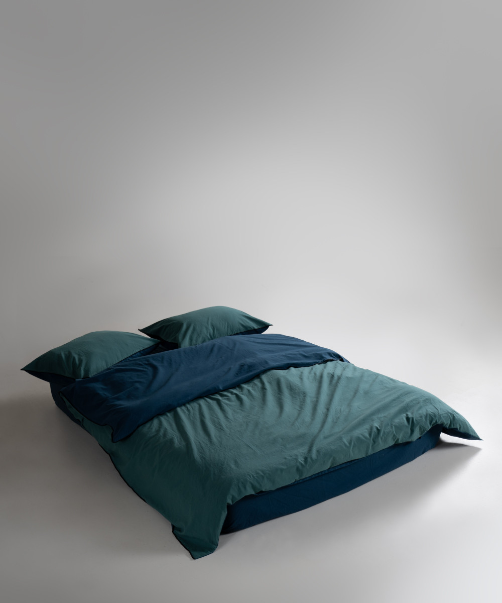 Постільна білизна Limasso Stonewashed Essualte 200 х 220 см Dress Blue - Dark Green