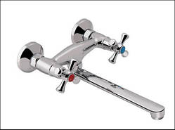 Змішувач для кухні Lamb 361 настінний з поворотним виливом двохвентильний Chrome Lidz