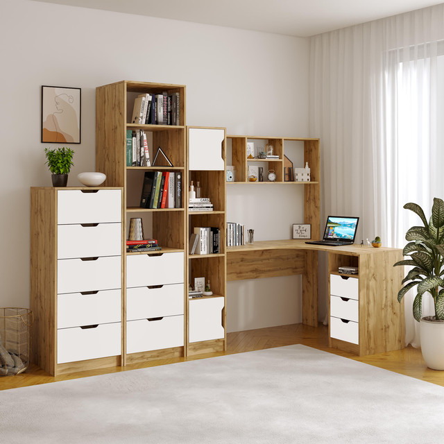 Комод 5 Teenager, високий комод на 5 шухляд корпус Дуб Тахо