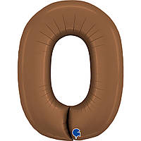 Фольгована велика повітряна куля Grabo цифра 0 сатин шоколадний 40"
