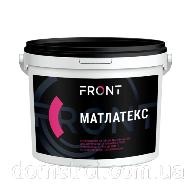 Фарба інтер'єрна миюча акрилова FRONT біла матова (12 кг)
