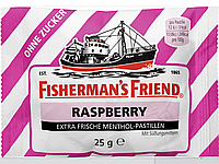 Леденцы без сахара со вкусом малины и ментола Fisherman's Friend Pastillen, Raspberry, zuckerfrei, 25 g