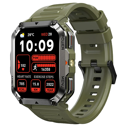 Смарт-годинник Blackview W70 Pro Green 2.01" Display 900mAh Compass LED Flashlight IP68 2025, фото 1
