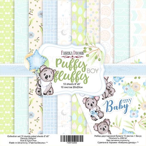 Набір двостороннього паперу 20х20см Fabrika Decoru "Puffy Fluffy Boy" 11 листів FDSP-02059