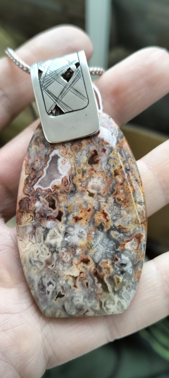 Масивний срібний кулон з агатом, фото 1