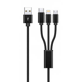 Кабель для телефона смартфона планшета Proove Triple Connection 3 in 1 Type-C + Micro USB + Lightning (1,2m)