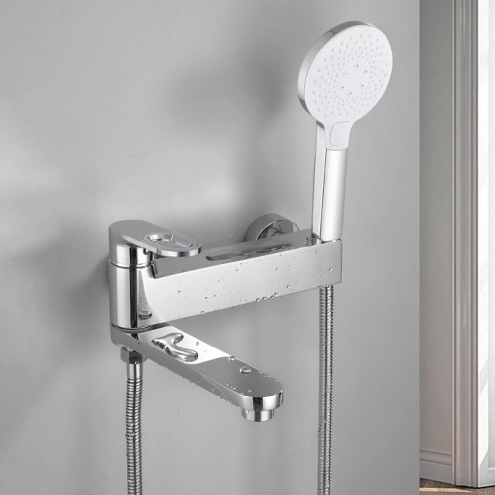 Змішувач для ванни Qtap Jay з поворотним виливом і душовим гарнітуром, хром (QTJAY260CRM45542), фото 1