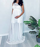 Плаття біле для вагітної фотосесій із шифону та мережива, фото 2