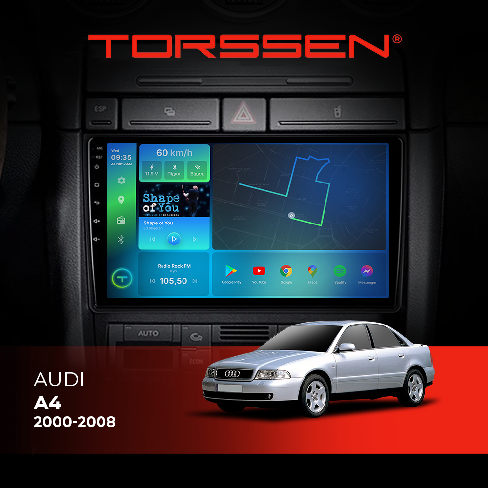 Штатна магнітола Audi A4 B4 1997-2004 2/32gb android Carplay Torssen NF9