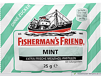 Леденцы без сахара со вкусом ментола Fisherman's Friend Pastillen, mint, Minze, zuckerfrei, 25 g