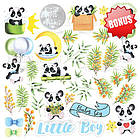 Набір двостороннього паперу 20х20см Fabrika Decoru "My little panda boy" 11 листів FDSP-02069, фото 2