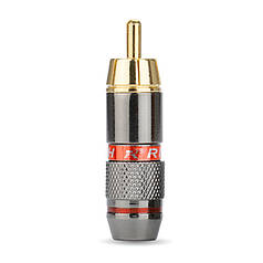 Металевий штекер під паяння FreeEnd — RCA Male R Connector Graphite/Red ring