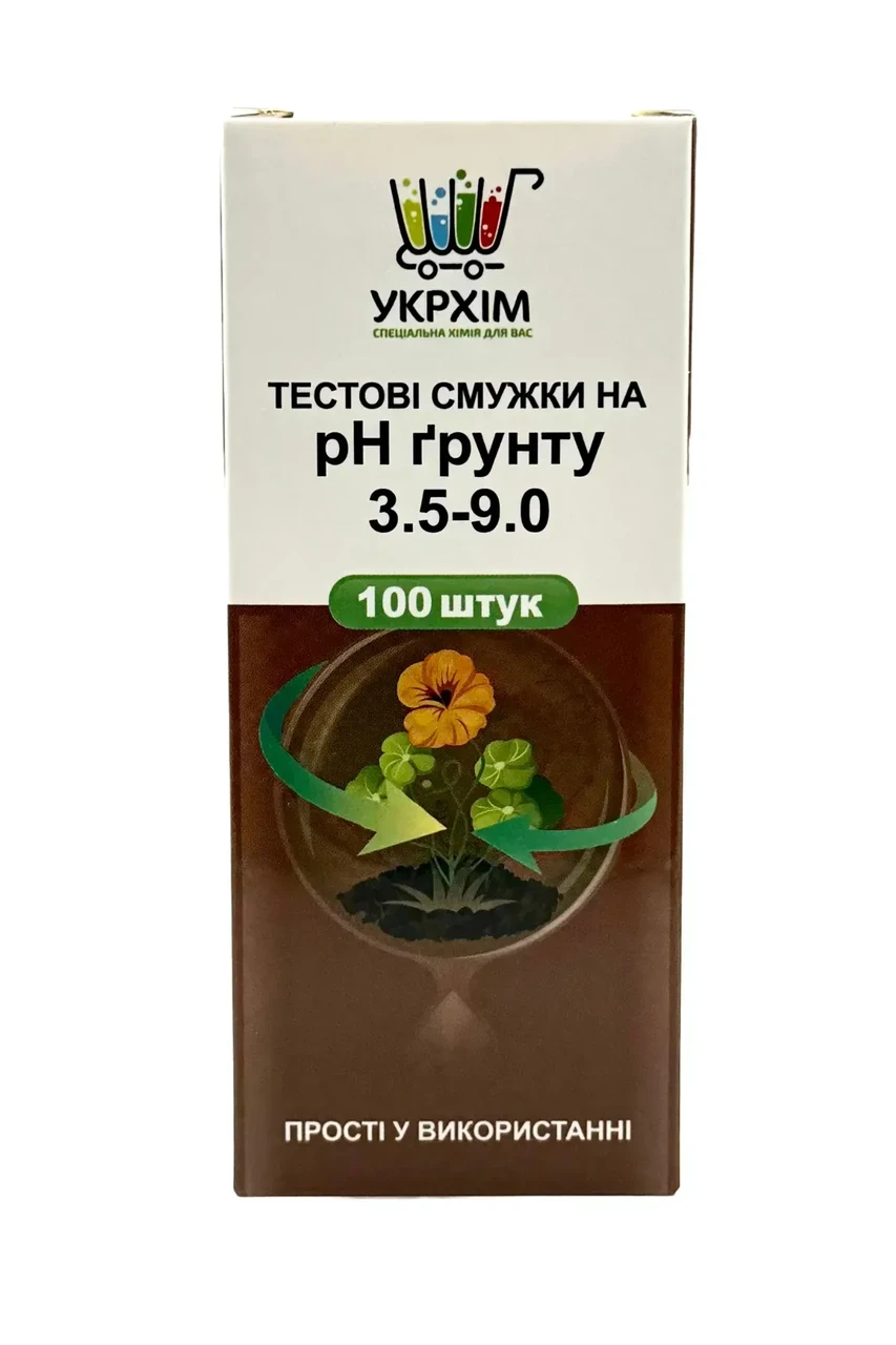 Тестові смужки для визначення pH ґрунту (100 шт.) UKRHIM TS-PH-SOIL-100