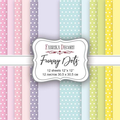 Набір двостороннього фонового паперу 30.5х30.5см Fabrika Decoru "Funny Dots" 12 листів FDSP-04010