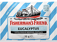 Леденцы без сахара эвкалипт- ментол Fisherman's Friend Pastillen, Eukalyptus, ohne Zuckerzusatz, 25 g