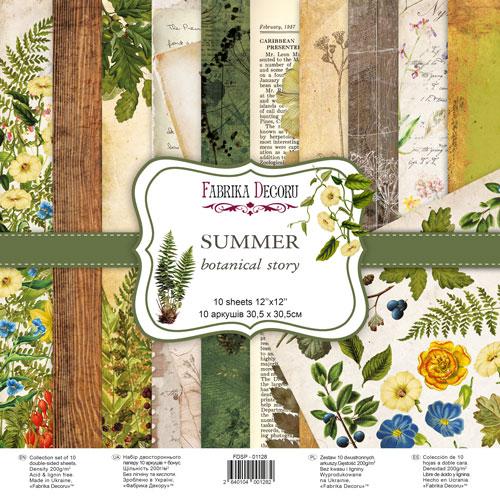 Набір двостороннього паперу 30.5х30.5см Fabrika Decoru "Summer botanical story" 10 листів FDSP-01128