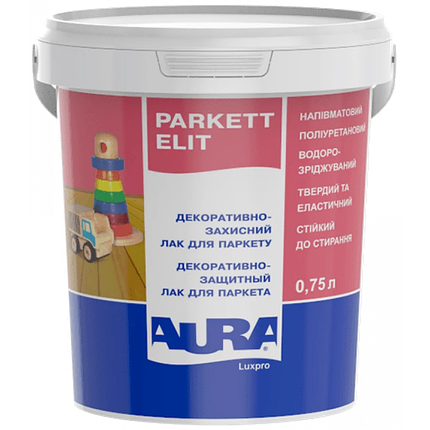 Лак поліуретановий Aura Luxpro Parkett Elit Matt паркетний 0.75л, фото 1