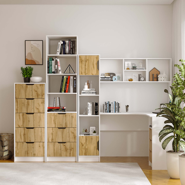 Пенал "Teenager" на 3 шухляди та 4 відкритих полички білий корпус