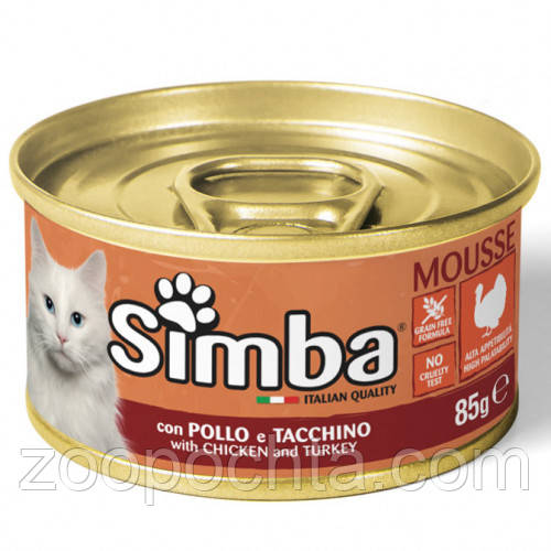Вологий корм для котів SIMBA (Симба) CAT WET курка та індичка 85 гр 24 шт, фото 1