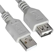 Подовжувач USB TCOM, штекер A — гніздо А, Vers- 2.0, Ø 4.5 мм, 5 м, сірий