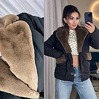 Крута жіноча куртка стильна з красивим коміром 42-44, 46-48