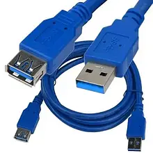 Шнур USB TCOM, штекер А — гніздо А, Vers- 3.0, 1.5 м, синій