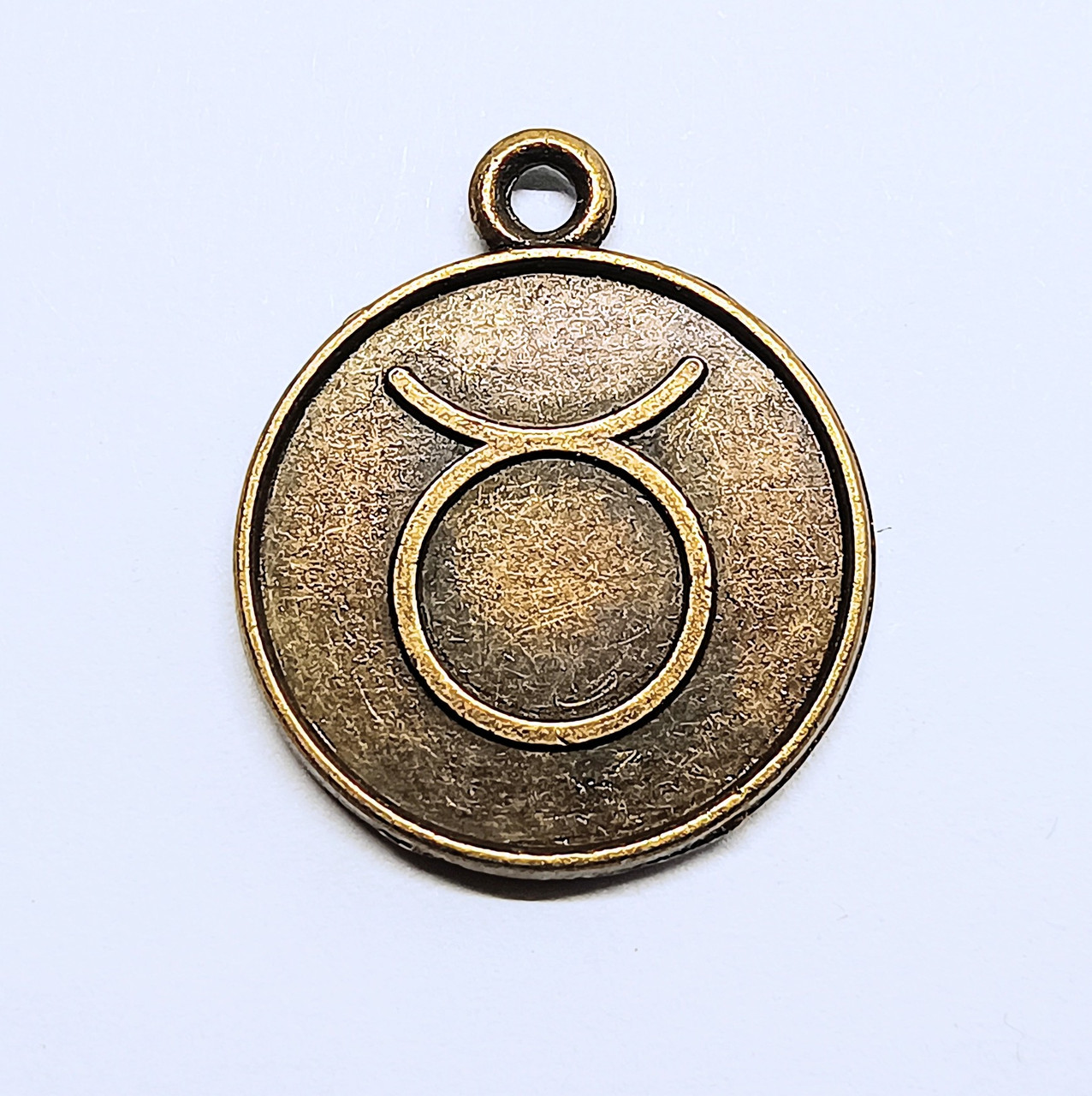 Підвіски металеві Finding Кулон круглий знак зодіаку двосторонній Тілець Антична бронза 21.5 мм x 18 мм
