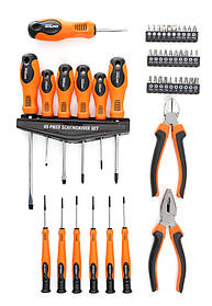 Набір викруток, плоскогубців та біт 45 шт. Kraft&Dele KD10893