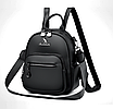 Рюкзак жіночий шкіряний трансформер Yilanduo Чорний, фото 2