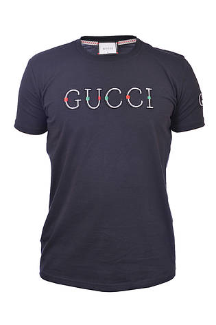 Футболка чоловіча Gucci 25-25Y-09430 темно-синя, фото 1