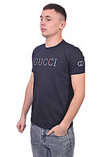 Футболка чоловіча Gucci 25-25Y-09430 темно-синя, фото 4