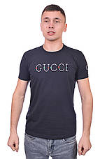 Футболка чоловіча Gucci 25-25Y-09430 темно-синя, фото 3