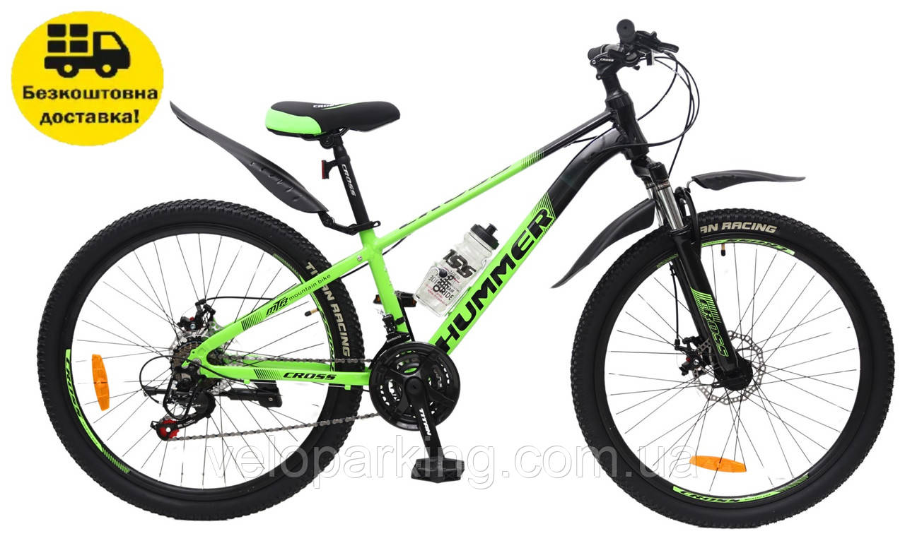 Гірський алюмінієвий 24 Hummer Cross (2025) підлітковий велосипед салатовий