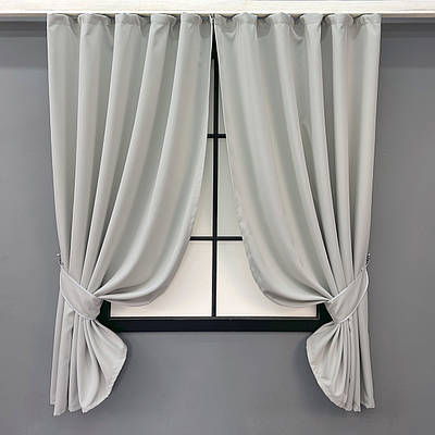 Комплект (2шт. 1,4х1,7м.) коротких штор із тканини блекаут "Midnight". Колір світло сірий. Код 1670ш 35-0332