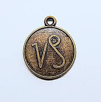 Підвіски металеві Finding Кулон круглий знак зодіаку двосторонній Козоріг Антична бронза 21.5 мм x 18 мм