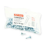 Саморіз із шайбою 4,2х19 білий (200 шт) наконечник свердло APRO