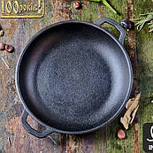 Круглі сковороди жаровні без кришки 18 см для будинку, чавунна якісна універсальна жаровня сковорода висота 3 з ручкою із чавуну