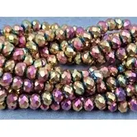 Кришталь рондель 6мм рожевий з золотом (+-90шт)