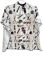 Пеньюар перукарський Proline з принтом інструментів, білий