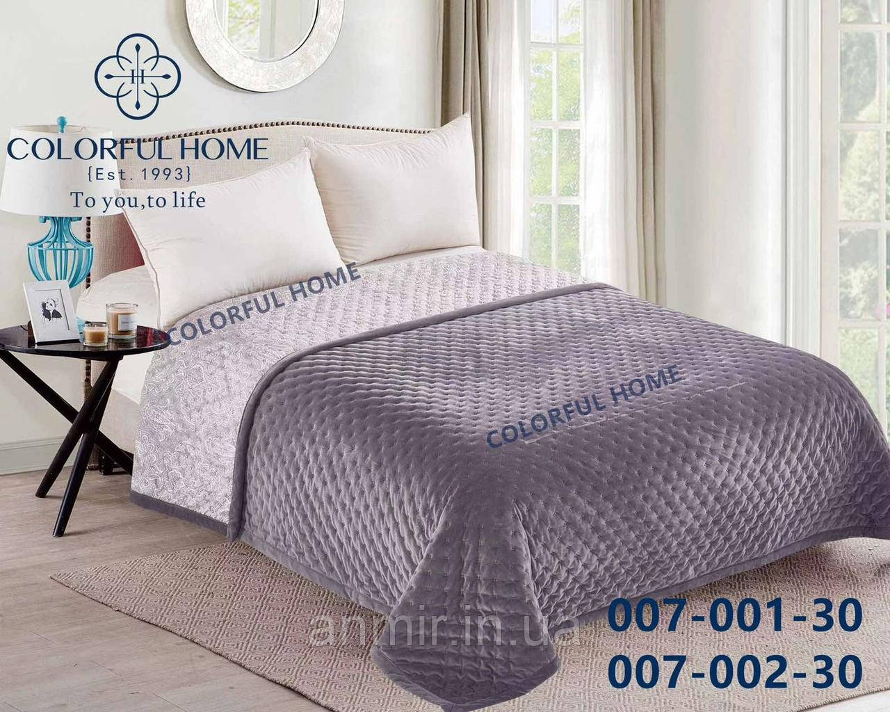Покривало на ліжко стьобане велюр розмір 220х240 см, кольору міксом